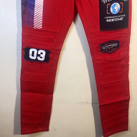 Copper Rivet Motorcycle Denim Jeans - Picture 2 of 9